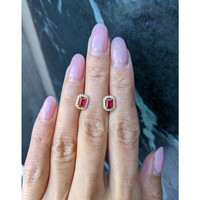 0.68 Ct.Tw.Total Carat Weight Ruby and Natural Diamond Pave Earrings, 18K Yellow Gold Life Style