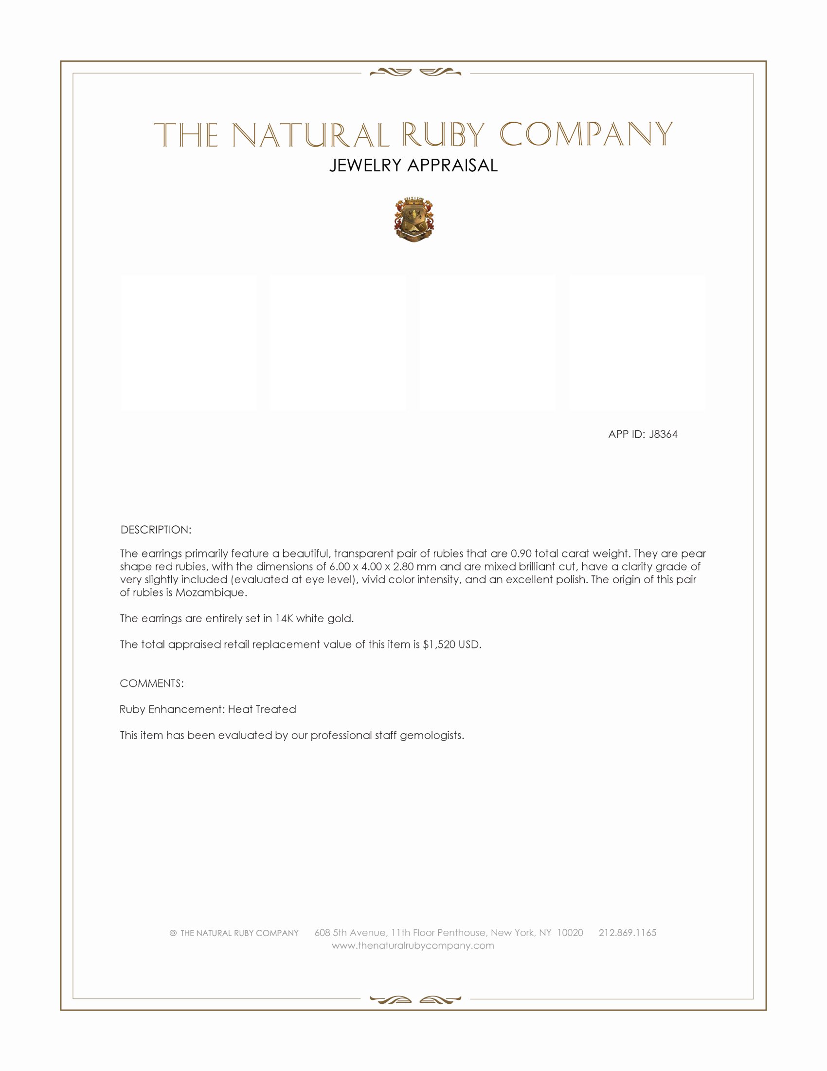 0.90 Ct.Tw. Ruby Bezel Earrings, 14K White Gold