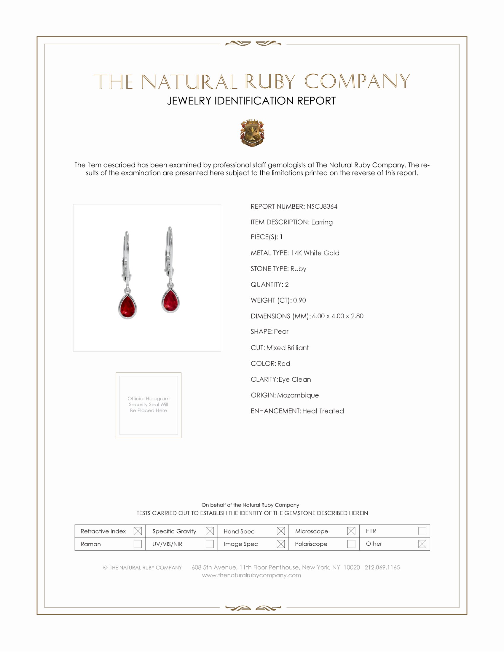 0.90 Ct.Tw. Ruby Bezel Earrings, 14K White Gold