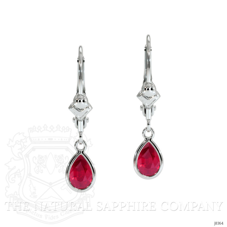0.90 Ct.Tw. Ruby Bezel Earrings, 14K White Gold