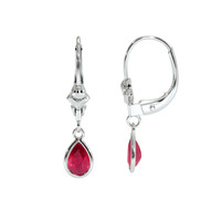 0.90 Ct.Tw.Total Carat Weight Ruby Bezel Earrings, 14K White Gold Image