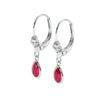0.90&nbsp;Ct.Tw.Total Carat Weight Ruby Bezel Earrings, 14K White Gold Image