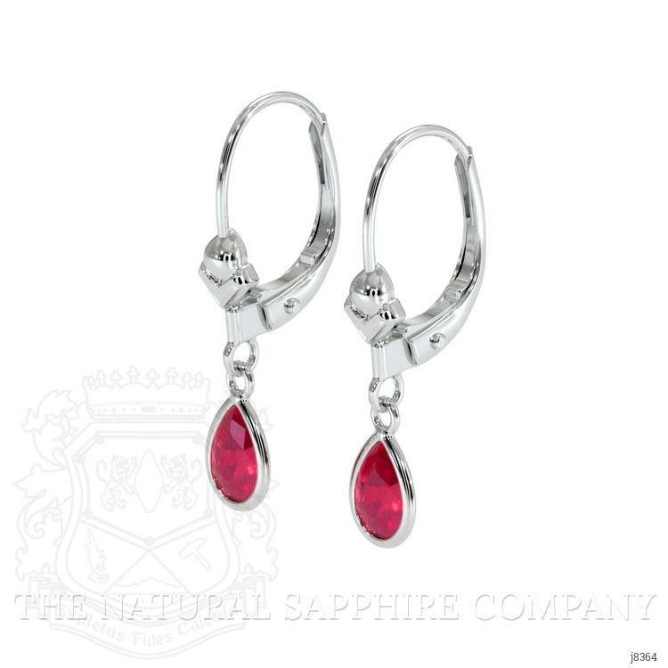 0.90 Ct.Tw. Ruby Bezel Earrings, 14K White Gold