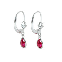 0.90&nbsp;Ct.Tw.Total Carat Weight Ruby Bezel Earrings, 14K White Gold Image