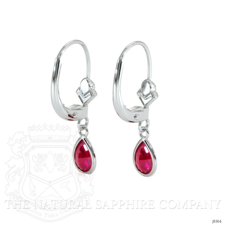 0.90 Ct.Tw. Ruby Bezel Earrings, 14K White Gold