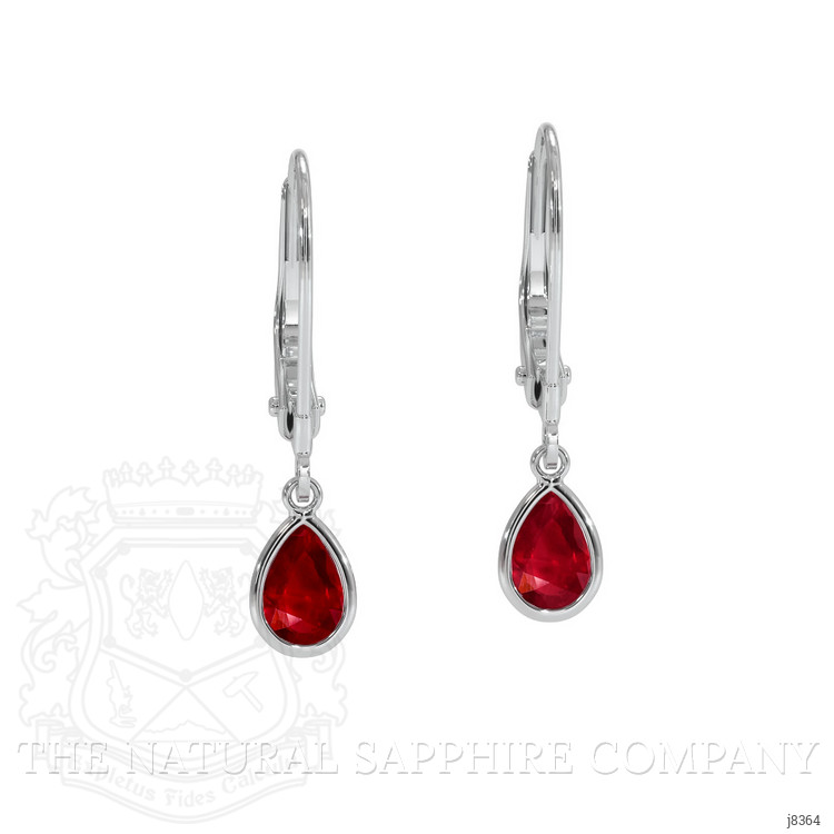 0.90 Ct.Tw. Ruby Bezel Earrings, 14K White Gold