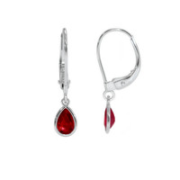 0.90 Ct.Tw. Ruby Bezel Earrings, 14K White Gold Image