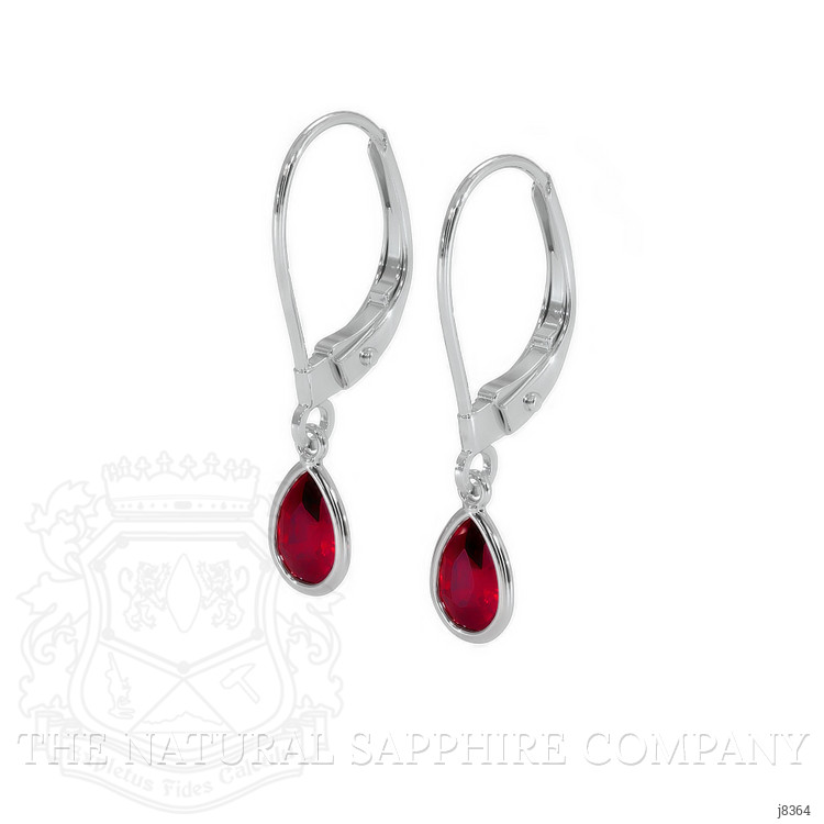0.90 Ct.Tw. Ruby Bezel Earrings, 14K White Gold