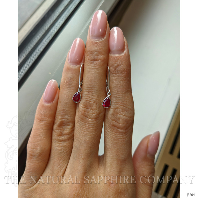 0.90 Ct.Tw. Ruby Bezel Earrings, 14K White Gold