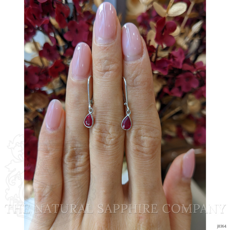 0.90 Ct.Tw. Ruby Bezel Earrings, 14K White Gold