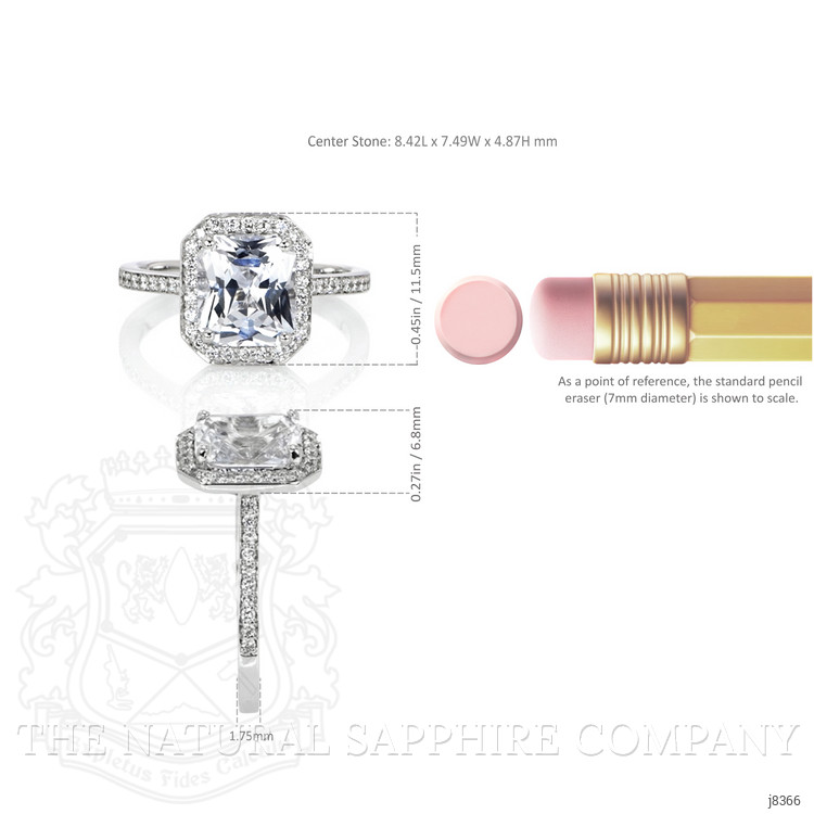 2.80 Ct. White Sapphire and Natural Diamond Pave Ring, 14K White Gold