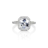 2.80 Ct. White Sapphire and Natural Diamond Pave Ring, 14K White Gold Video