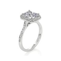 2.80 Ct. White Sapphire and Natural Diamond Pave Ring, 14K White Gold Image