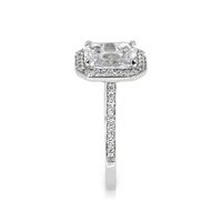 2.80 Ct. White Sapphire and Natural Diamond Pave Ring, 14K White Gold Image