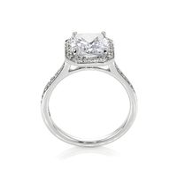 2.80 Ct. White Sapphire and Natural Diamond Pave Ring, 14K White Gold Image