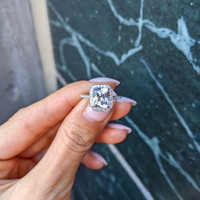 2.80 Ct. White Sapphire and Natural Diamond Pave Ring, 14K White Gold Life Style
