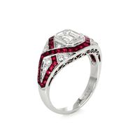 2.36 Ct. Ruby Natural Diamond Antique Style Ring, Platinum 950 Image