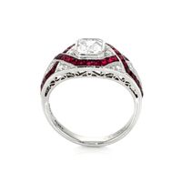 2.36 Ct. Ruby Natural Diamond Antique Style Ring, Platinum 950 Image