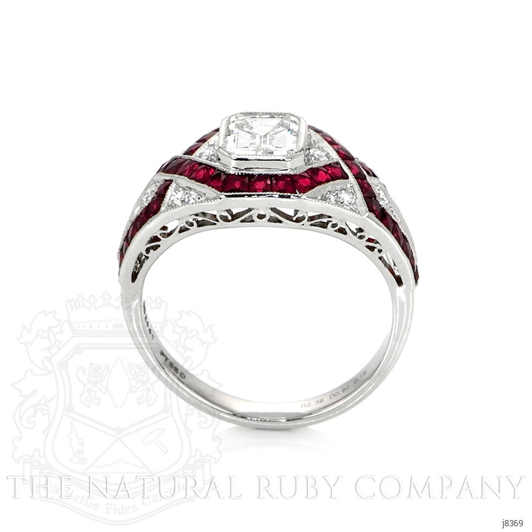 2.36 Ct. Ruby Natural Diamond Antique Style Ring, Platinum 950
