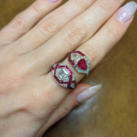 2.36 Ct. Ruby Natural Diamond Antique Style Ring, Platinum 950 Life Style