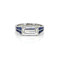 1.20 Ct. Blue Sapphire and Natural Diamond Antique Style Ring, Platinum 950 Video