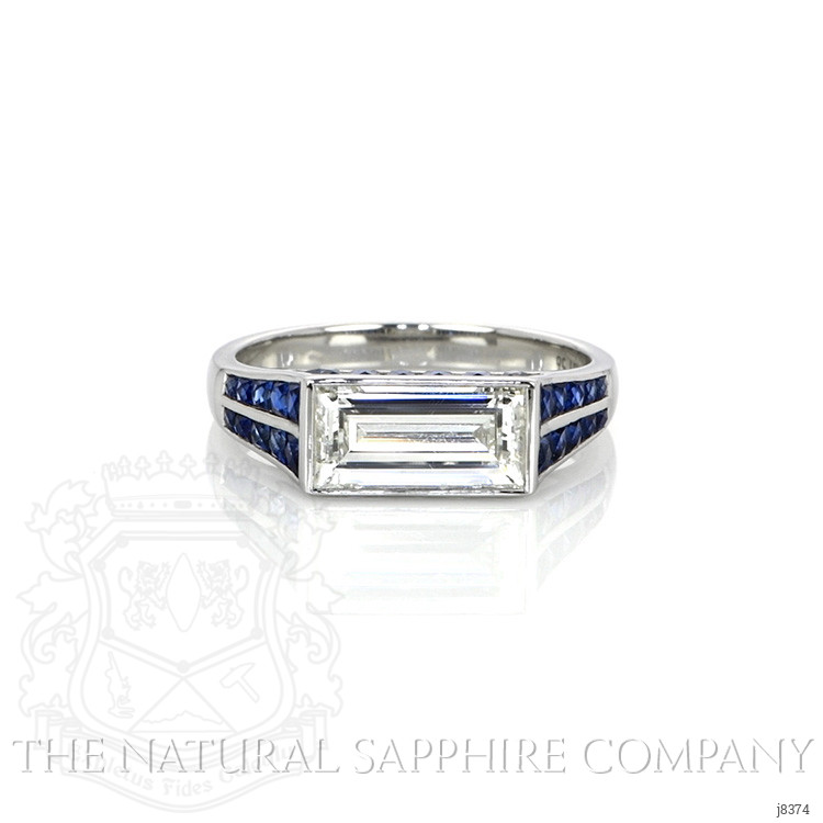 1.20 Ct. Blue Sapphire and Natural Diamond Antique Style Ring, Platinum 950