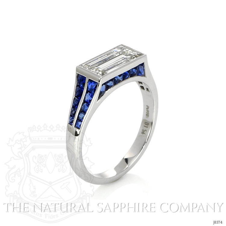 1.20 Ct. Blue Sapphire and Natural Diamond Antique Style Ring, Platinum 950