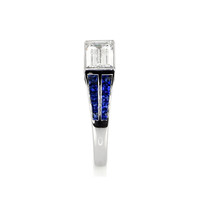 1.20 Ct. Blue Sapphire and Natural Diamond Antique Style Ring, Platinum 950 Image