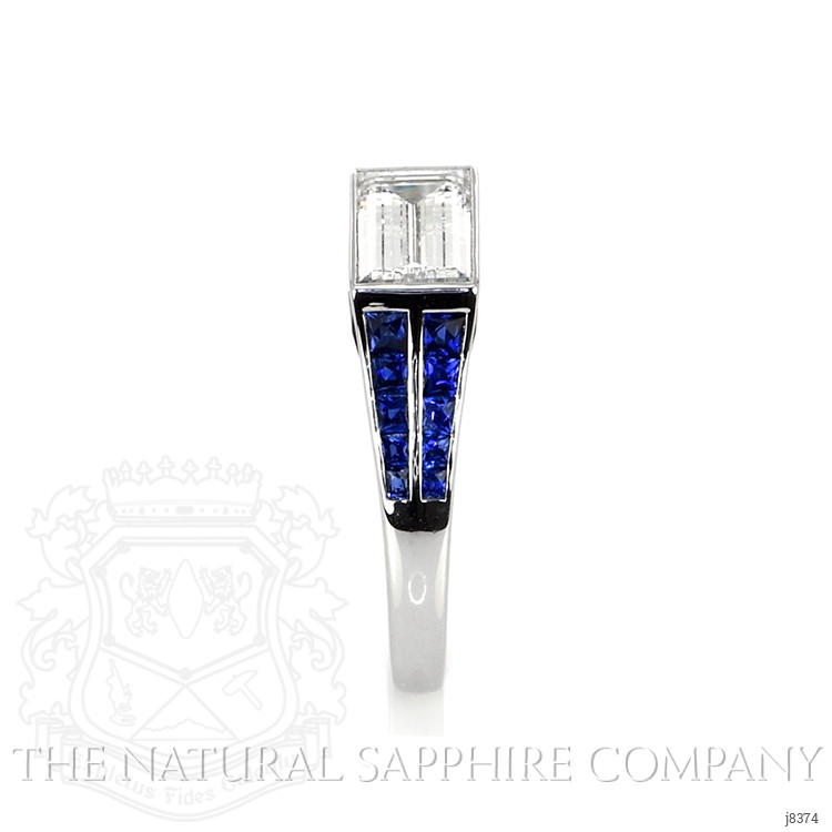 1.20 Ct. Blue Sapphire and Natural Diamond Antique Style Ring, Platinum 950