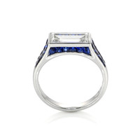 1.20 Ct. Blue Sapphire and Natural Diamond Antique Style Ring, Platinum 950 Image