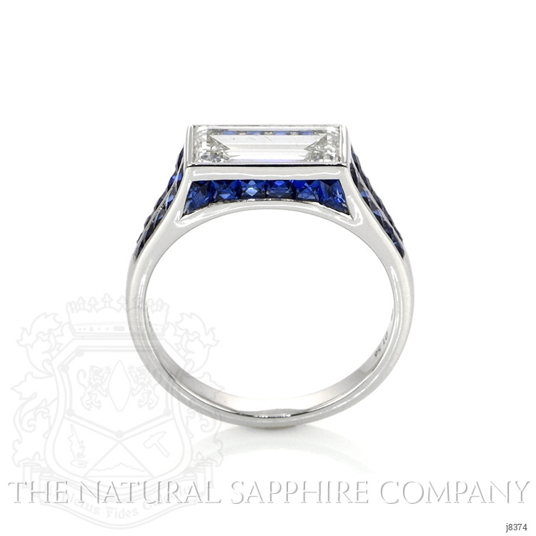 1.20 Ct. Blue Sapphire and Natural Diamond Antique Style Ring, Platinum 950