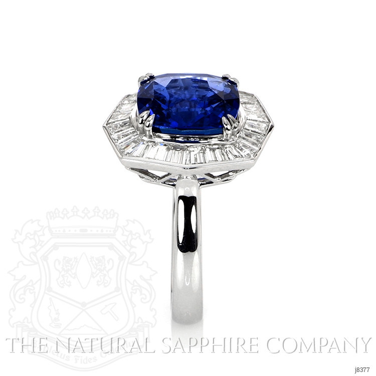 6.06 Ct. Blue Sapphire and Natural Diamond Antique Style Ring, Platinum 950
