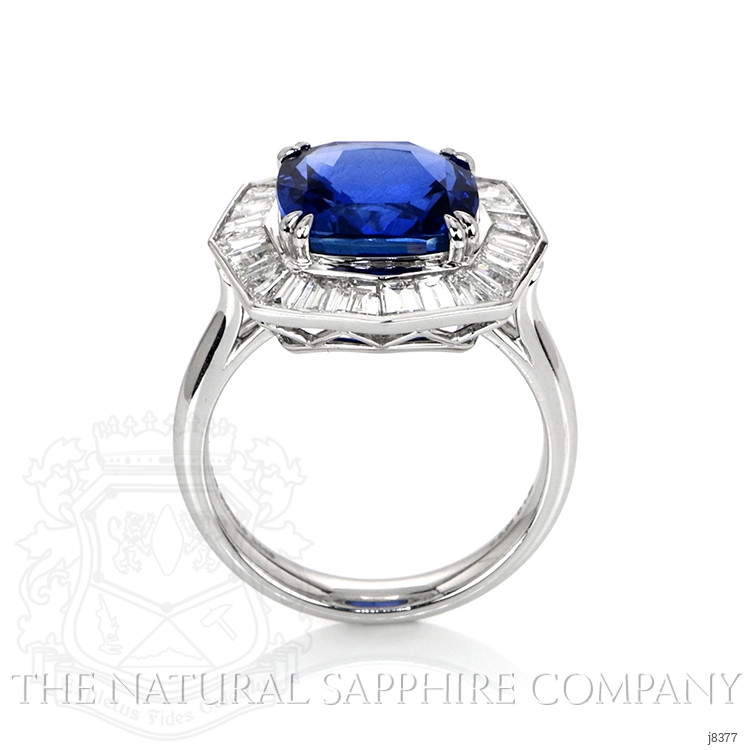 6.06 Ct. Blue Sapphire and Natural Diamond Antique Style Ring, Platinum 950