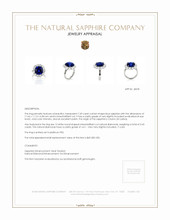 7.49 Ct. Blue Sapphire and Natural Diamond Halo Ring, Platinum 950 Appraisal