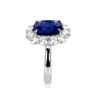7.49 Ct. Blue Sapphire and Natural Diamond Halo Ring, Platinum 950 Image