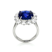 7.49 Ct. Blue Sapphire and Natural Diamond Halo Ring, Platinum 950 Image
