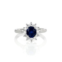 1.30 Ct. Blue Sapphire and Natural Diamond Halo Ring, Platinum 950 Video