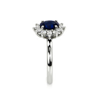 1.30 Ct. Blue Sapphire and Natural Diamond Halo Ring, Platinum 950 Image
