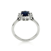 1.30 Ct. Blue Sapphire and Natural Diamond Halo Ring, Platinum 950 Image