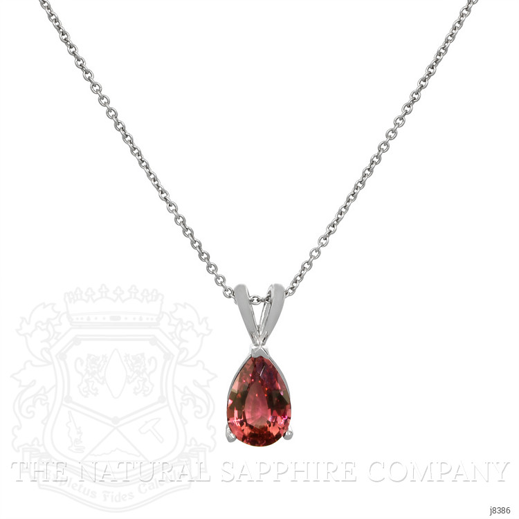 1.92 Ct. Orangish Brown Sapphire Solitaire Pendant, 14K White Gold