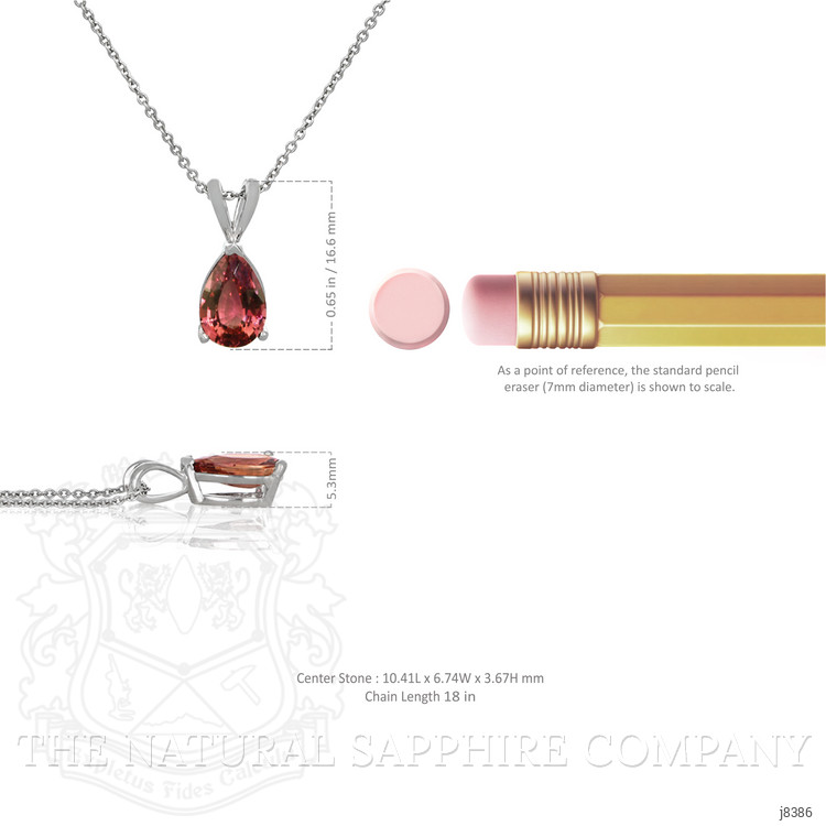 1.92 Ct. Orangish Brown Sapphire Solitaire Pendant, 14K White Gold