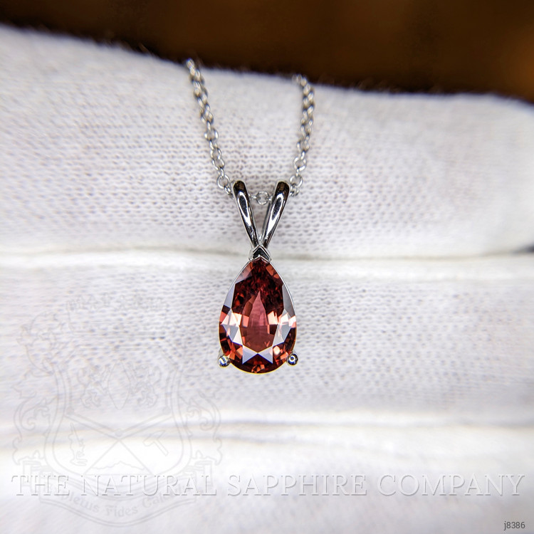 1.92 Ct. Orangish Brown Sapphire Solitaire Pendant, 14K White Gold