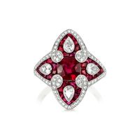 2.35 Ct. Ruby Natural Diamond Antique Style Ring, Platinum 950 Video