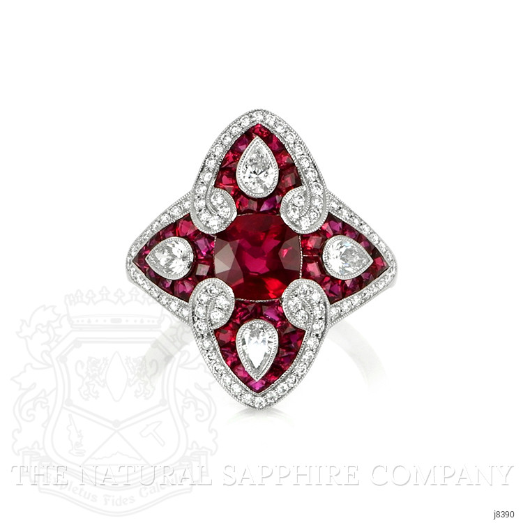 2.35 Ct. Ruby Natural Diamond Antique Style Ring, Platinum 950