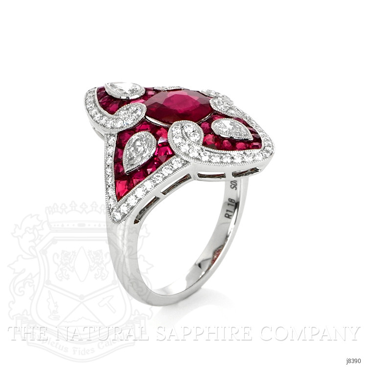 2.35 Ct. Ruby Natural Diamond Antique Style Ring, Platinum 950