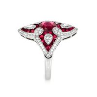 2.35 Ct. Ruby Natural Diamond Antique Style Ring, Platinum 950 Image