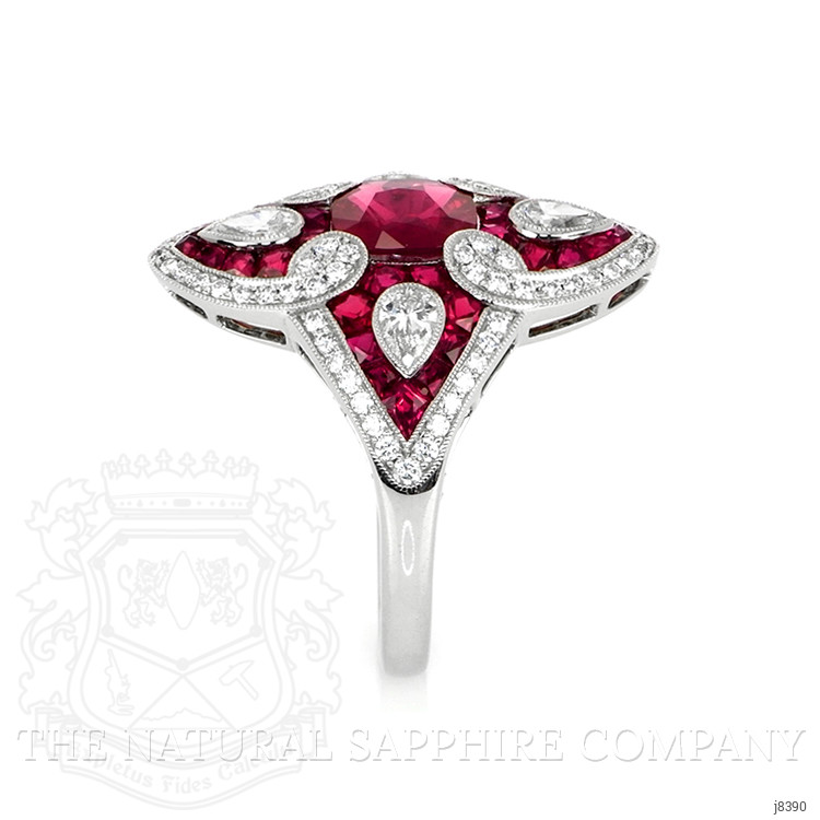 2.35 Ct. Ruby Natural Diamond Antique Style Ring, Platinum 950