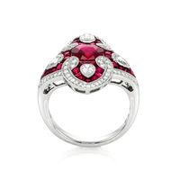 2.35 Ct. Ruby Natural Diamond Antique Style Ring, Platinum 950 Image