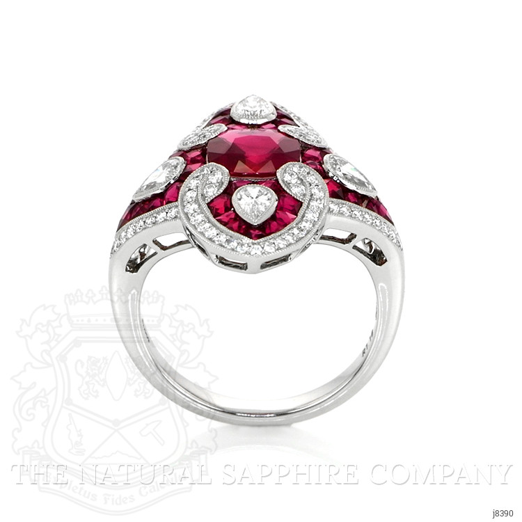 2.35 Ct. Ruby Natural Diamond Antique Style Ring, Platinum 950