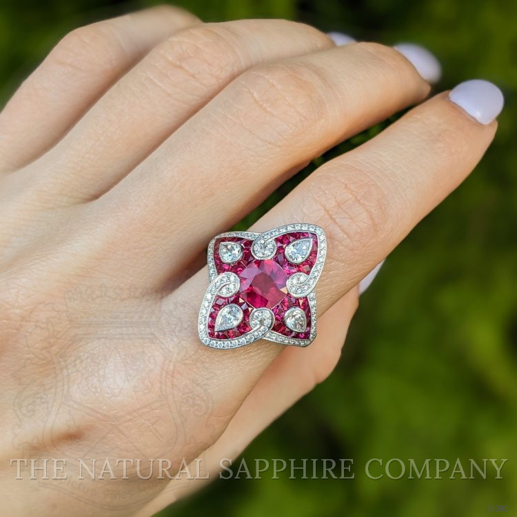 2.35 Ct. Ruby Natural Diamond Antique Style Ring, Platinum 950